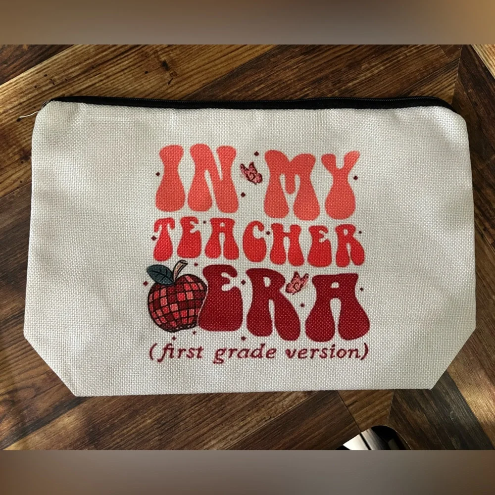 Retro Teacher Canvas Pouch with Zipper